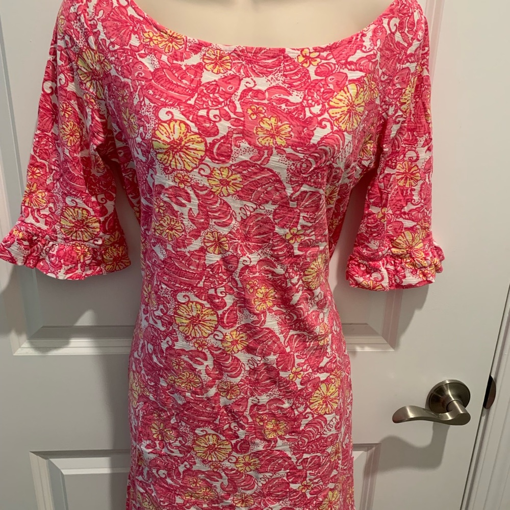 Lilly Pulitzer chum bucket, somerset shift dress, cotton size small Barbie